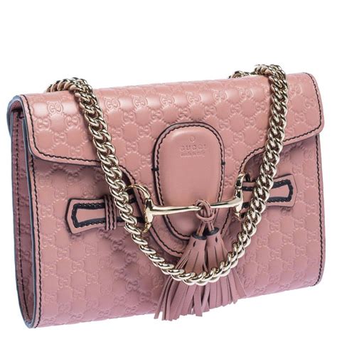 Gucci Pink Microguccissima Leather Mini Emily Crossbody Bag